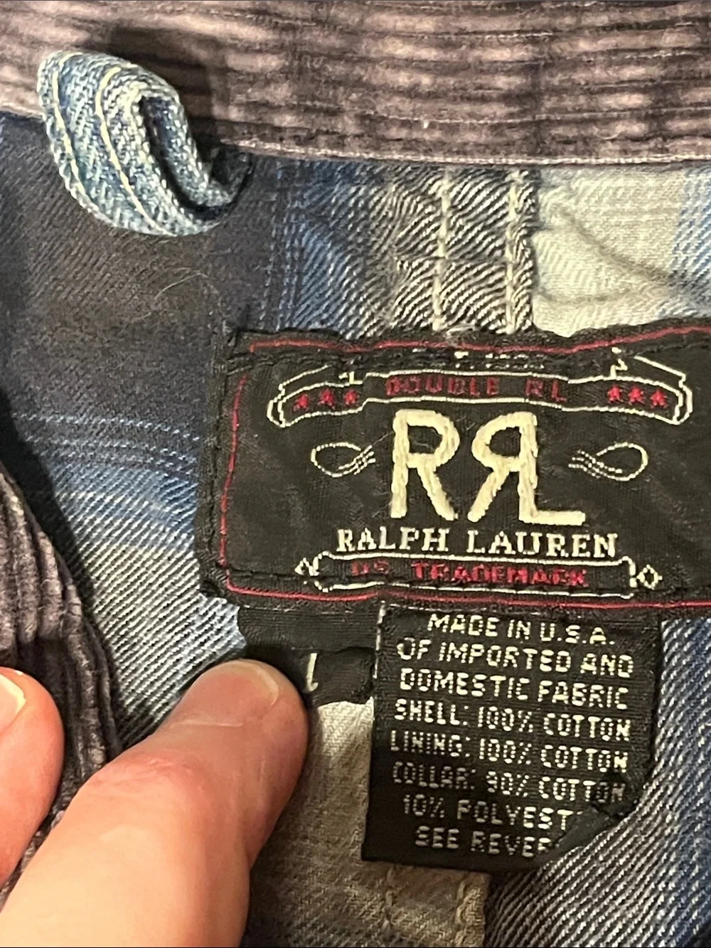Vintage RRL Double RL Ralph Lauren Denim Chore Jacket USA Made Flannel Lined XL